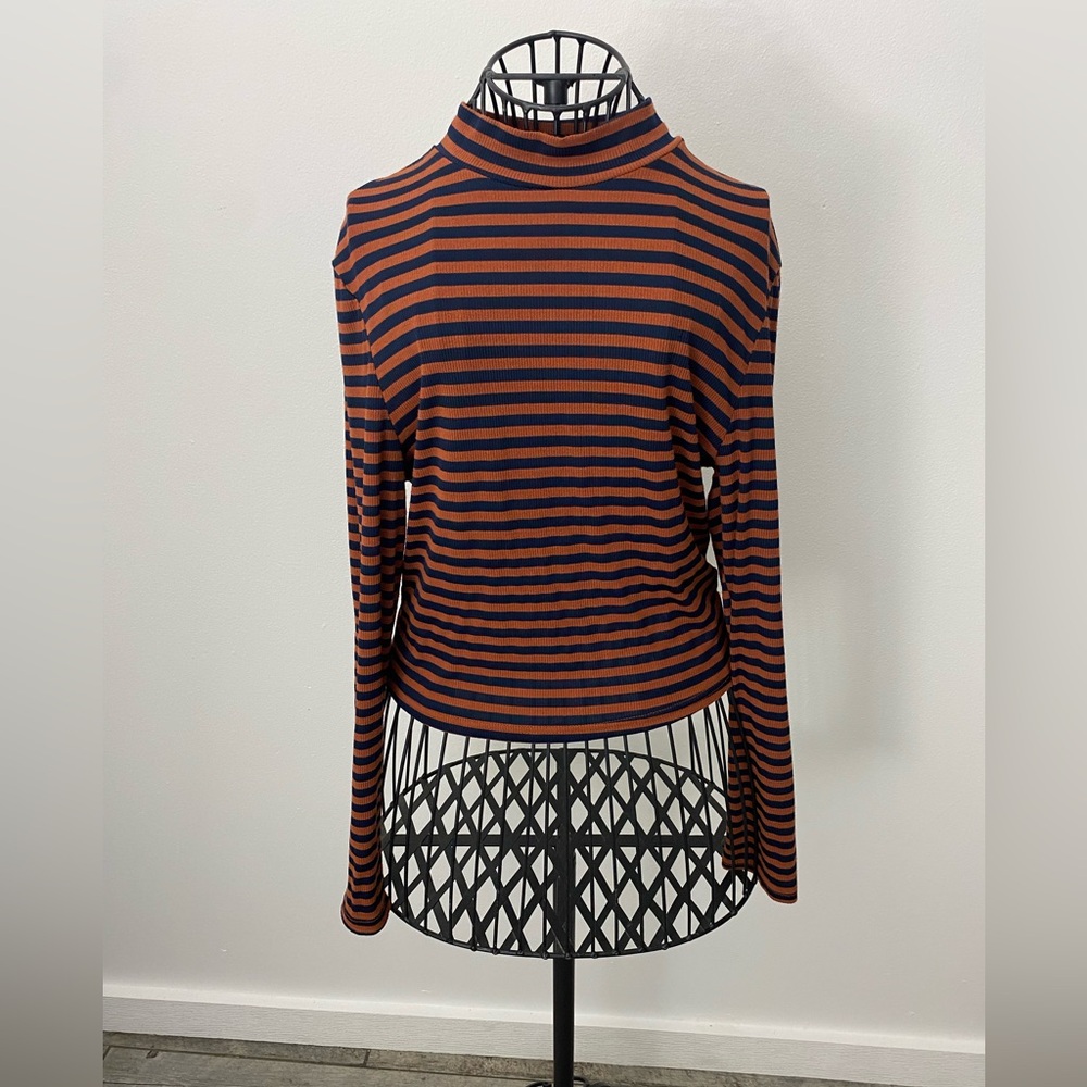 Striped Turtleneck Women's Top Size M